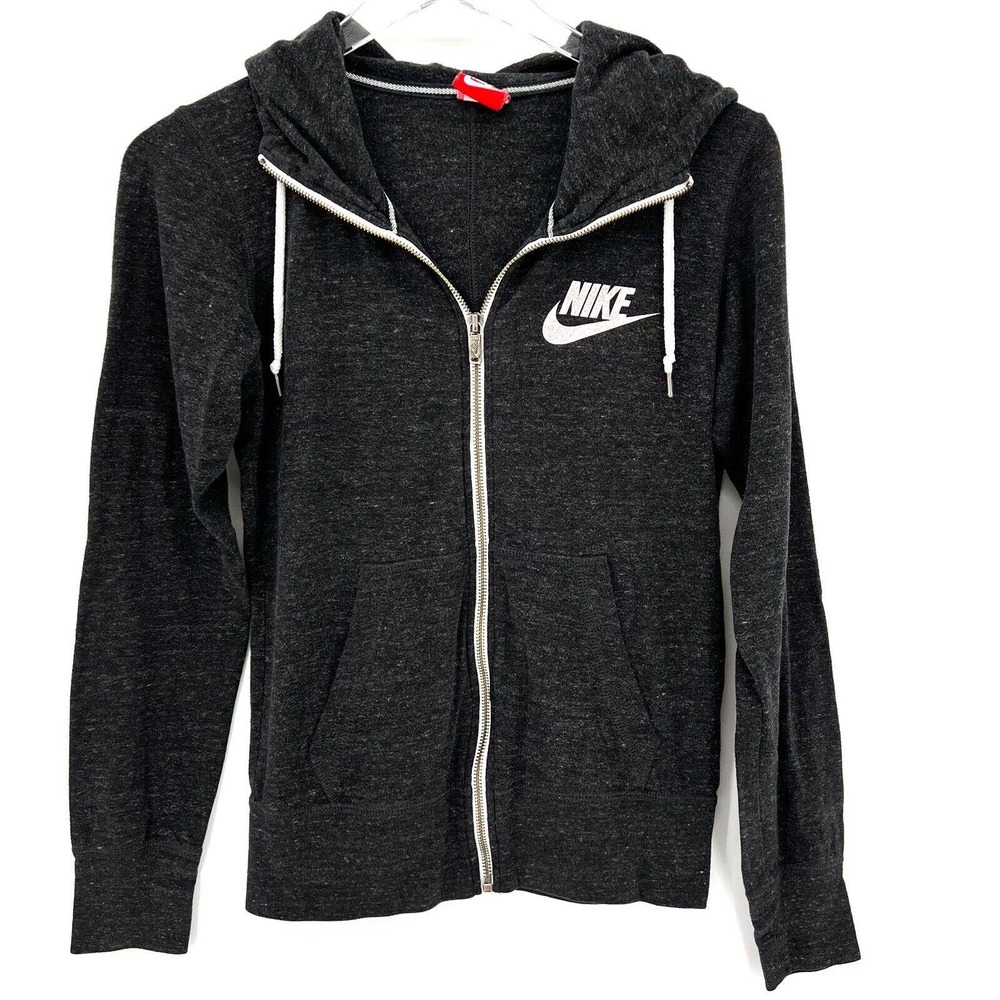 Nike Gym Vintage Full Zip Sweatshirt Hoodie Gray 545665-010 Womens Size Small